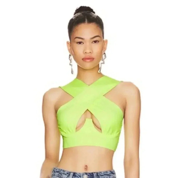 Revolve Superdown Kacie Cross Over Top in Highlighter Sz XS - Picture 1 of 5